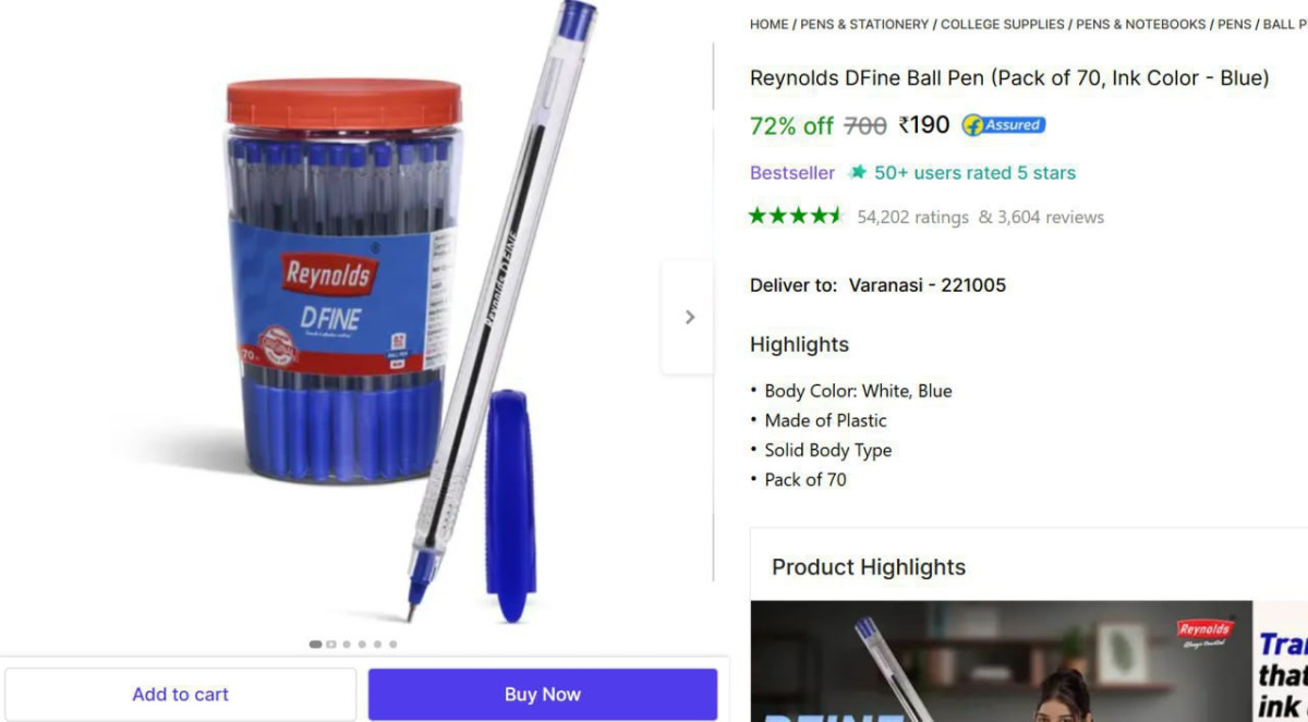 (pack Of 70) Reynolds Ball Pens 190 180 – Best Price in India
