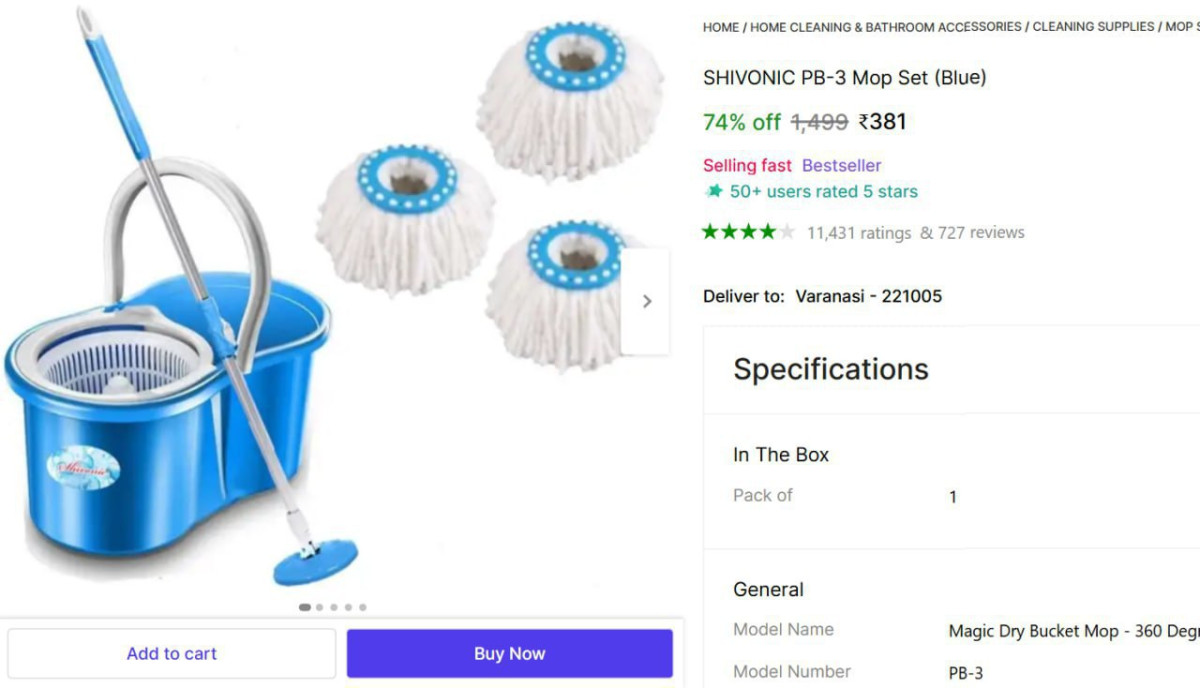 Spin Mop With Set Of 3 Washer 381 – Best Price in India
