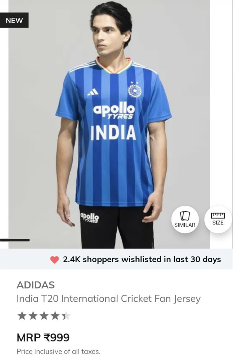 Ajio Adidas India T20 Jersey Flat 20 Adidas India T20 International Cricket