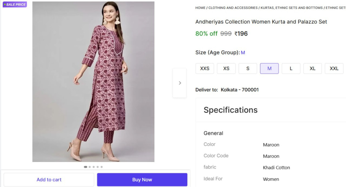 Women S Kurta And Palazzo Set At 196 – Best Price in India