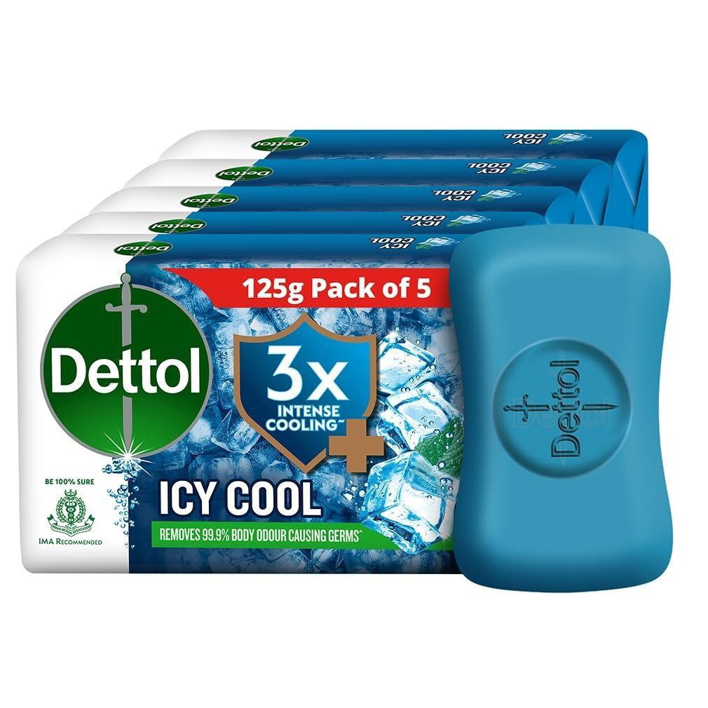 Dettol Icy Cool Bathing Soap Bar With 3x Intense Cooling (625gm) 125gm - Pa