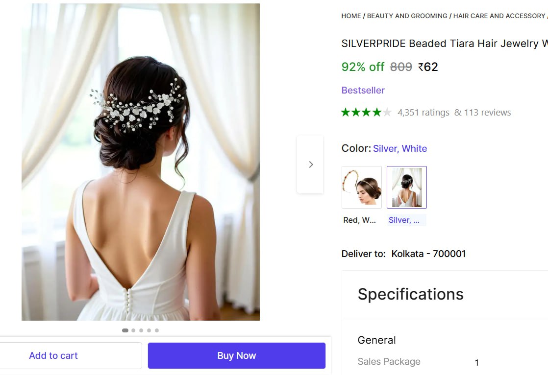 Beaded Tiara Hair Jewelry 62 – Best Price in India