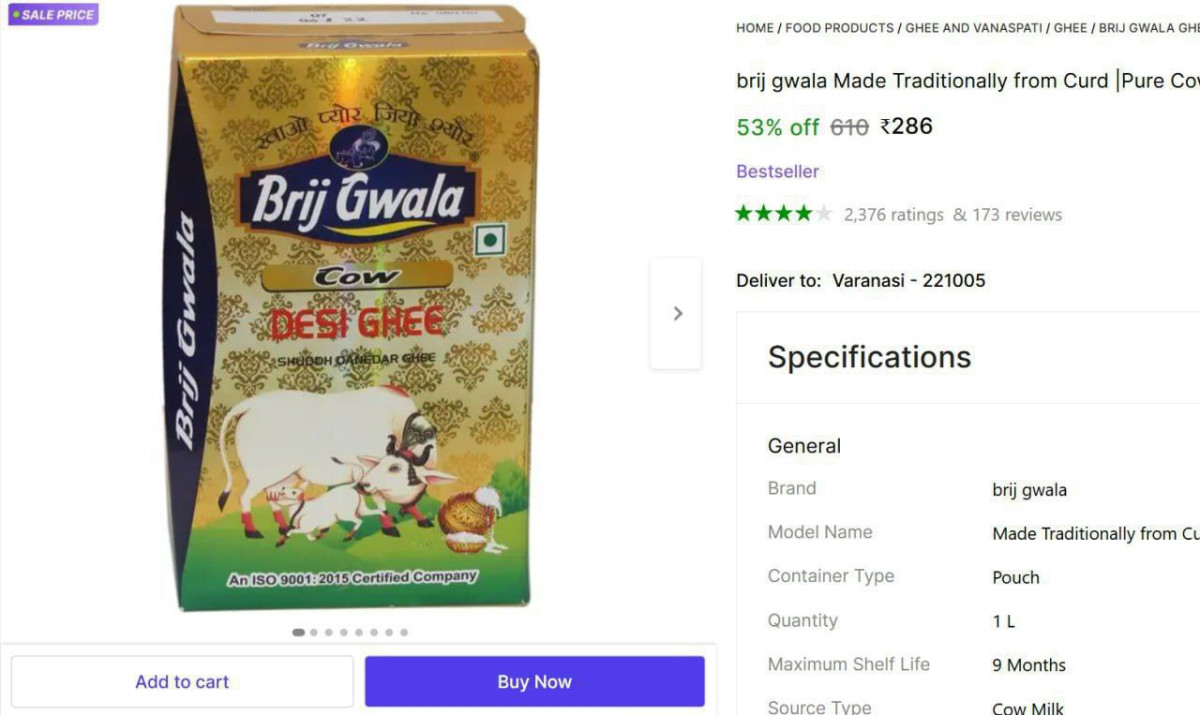 Ltr Pure Cow Ghee 286 – Best Price in India