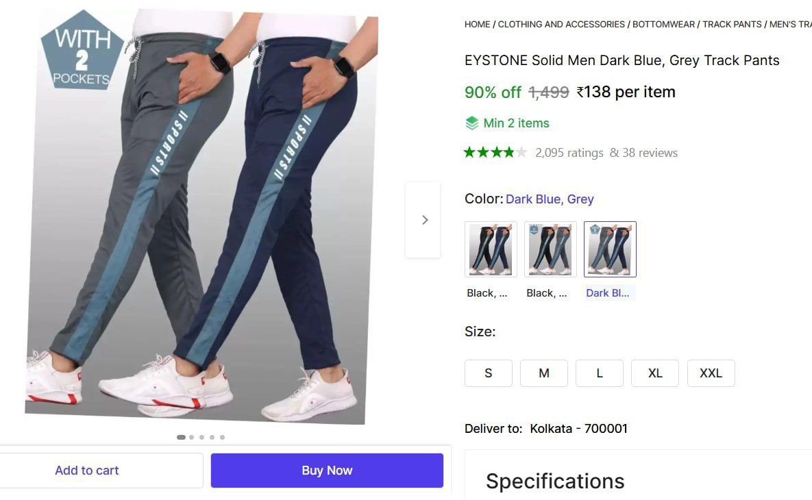 Men Solid Track Pants 138min 2 Buy – Best Price in India