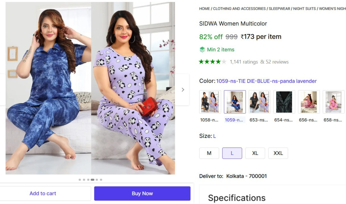 Women Printed Night Suit Set 173 – Best Price in India