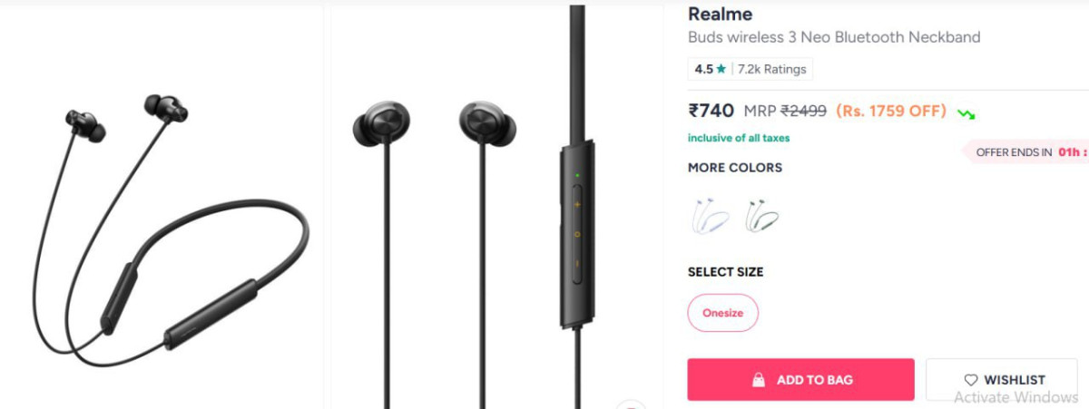 Myntra Realme Wireless 3 Neo Flat At Rs 730 Bank Offers – Best Price in Ind