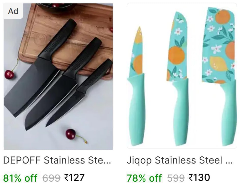 Stainless Steel Knife Set (pack Of 3)127 130 – Best Price in India