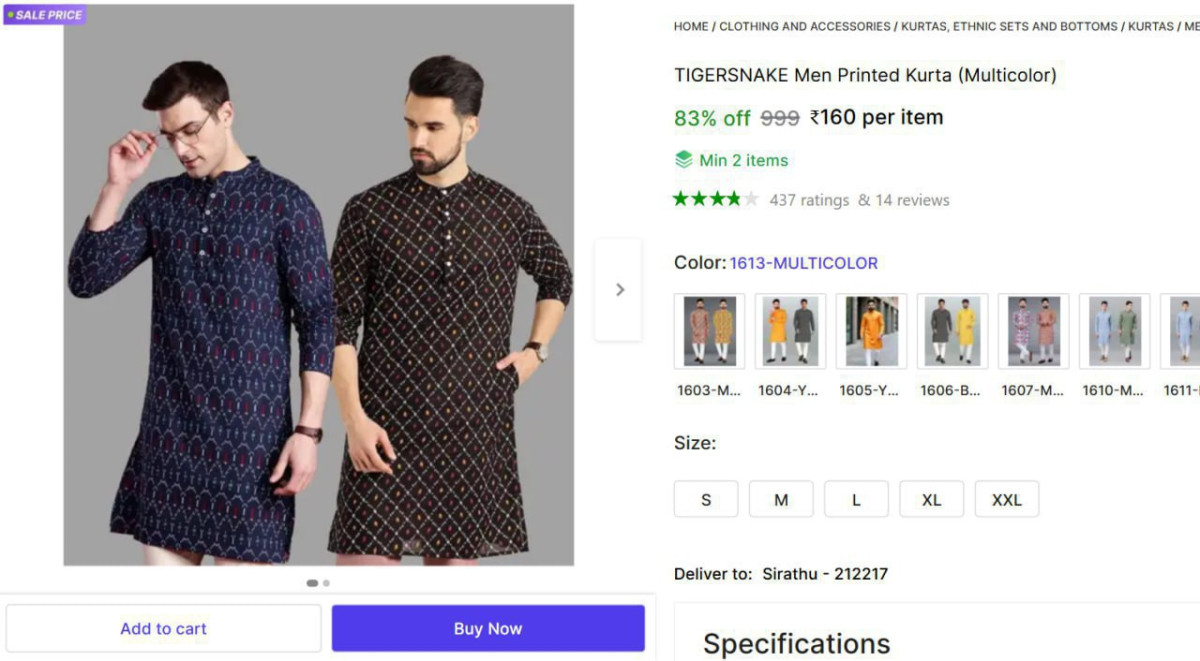 Men S Printed Kurta At 160 Min 2 Buy – Best Price in India