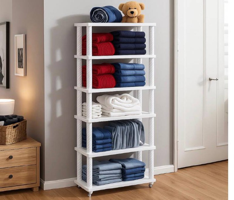Vipek Multipurpose 6-shelf Plastic Book Shelf Rack With Wheels Storage Orga