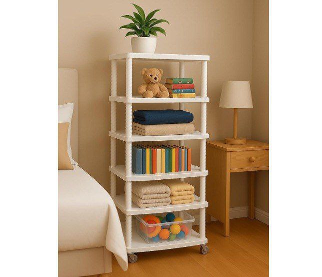 Vipek Multipurpose 6-shelf Plastic Book Shelf Rack With Wheels 999 – Best P
