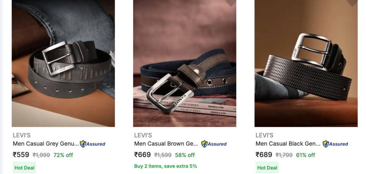 Top Branded Belts - 74 Tommy Hilfiger Louis Philippe Spykar Van Heusen Wood