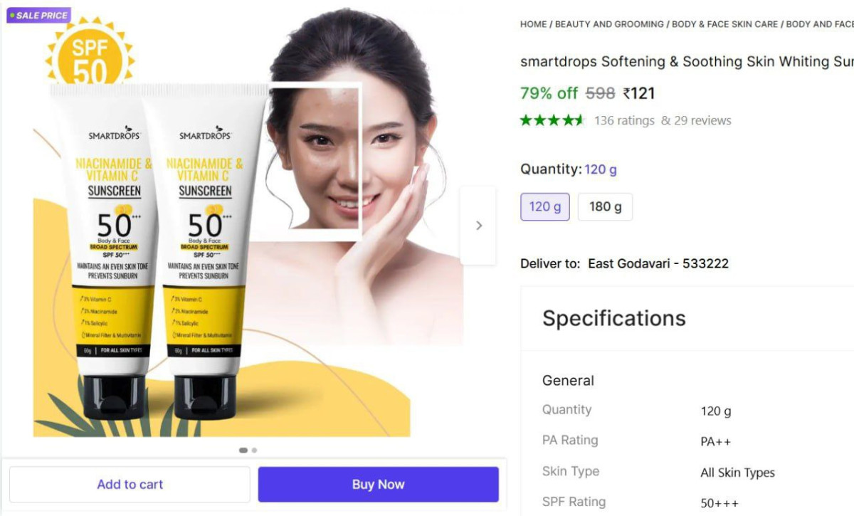Smartdrops Spf 50 Sunscreen (120g) 121 – Best Price in India