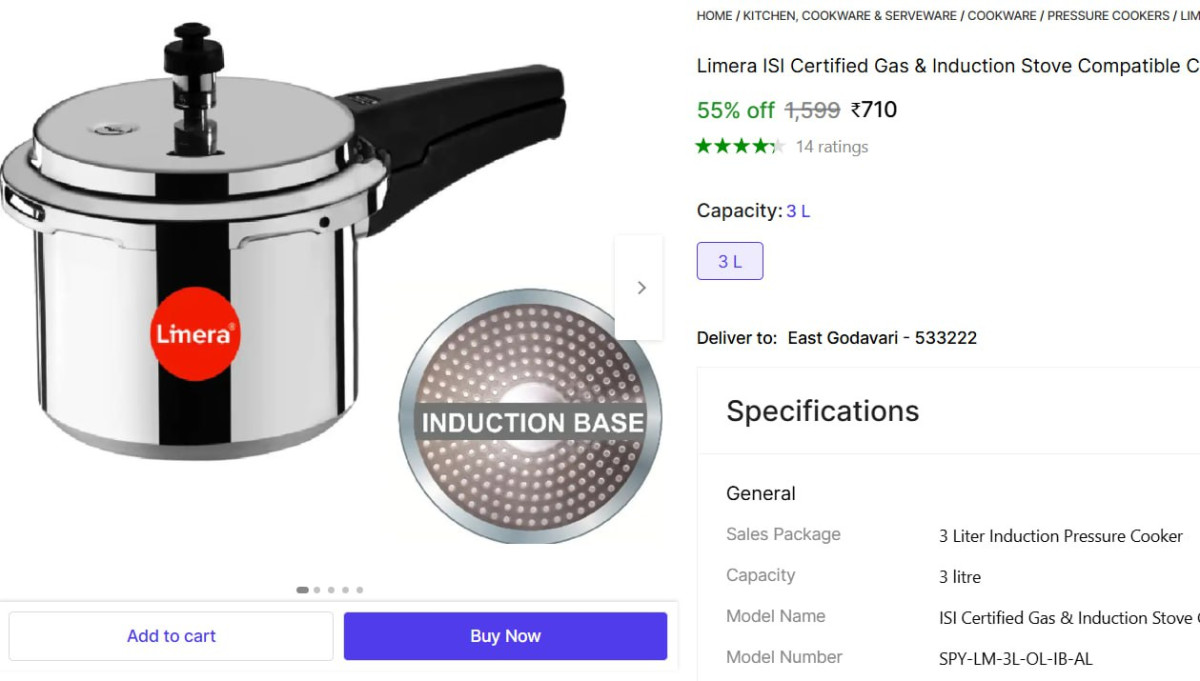 Limera 3l Isi Induction Cooker (aluminium) 710 – Best Price in India