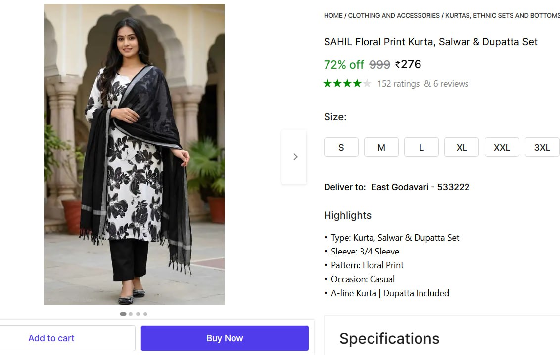 Women Kurta Salwar Dupatta Set 276 – Best Price in India