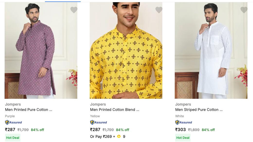 Flipkart Loot Branded Ethnic Mens Kurta Set 85 – Best Price in India
