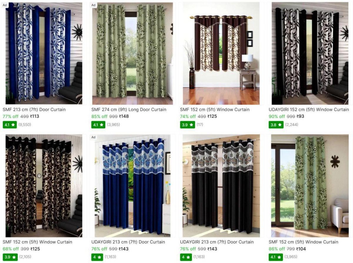 Stylish Home Curtains Starting 93 – Best Price in India