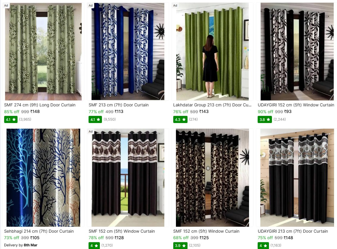 Stylish Home Curtains Starting 93 – Best Price in India