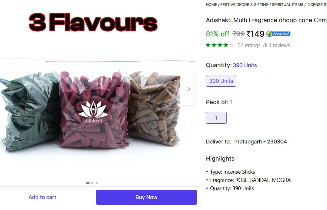 Dhoop Cone Combo (390 Units Set Of 1) 169 Rose Sandal Mogra – Best Price in