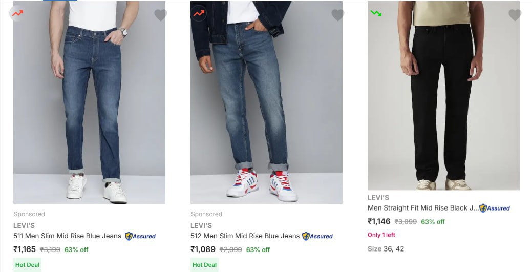 Flipkart Levis Under 1300 - Min 60 – Best Price in India
