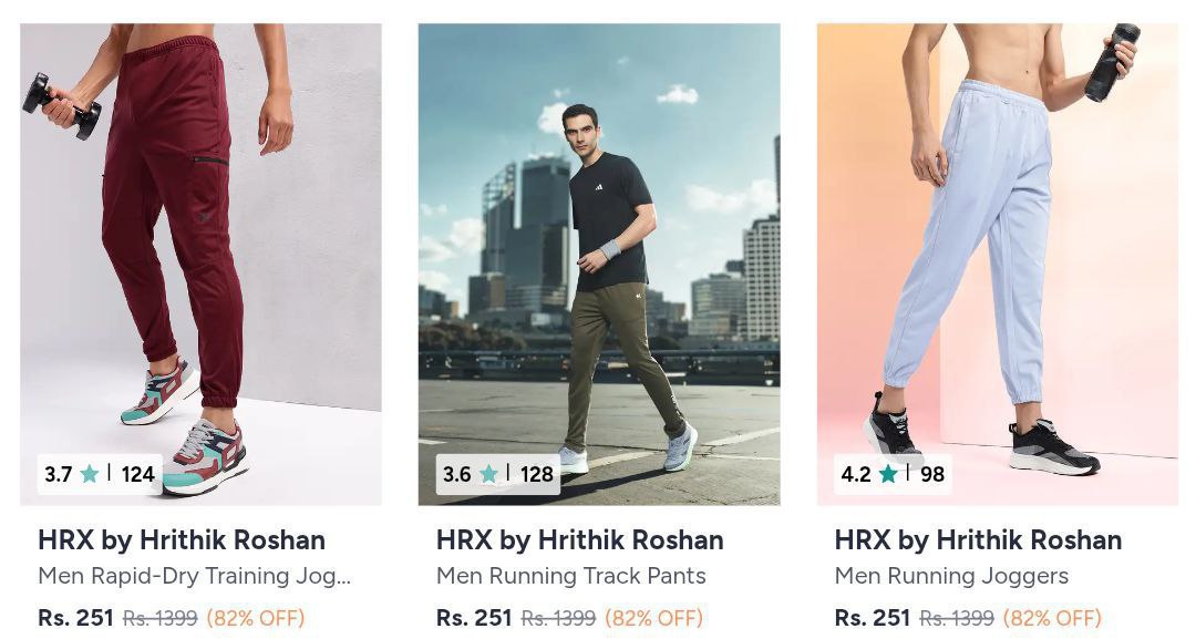 Myntra Hrx Trackpants Starts 215men Women – Best Price in India