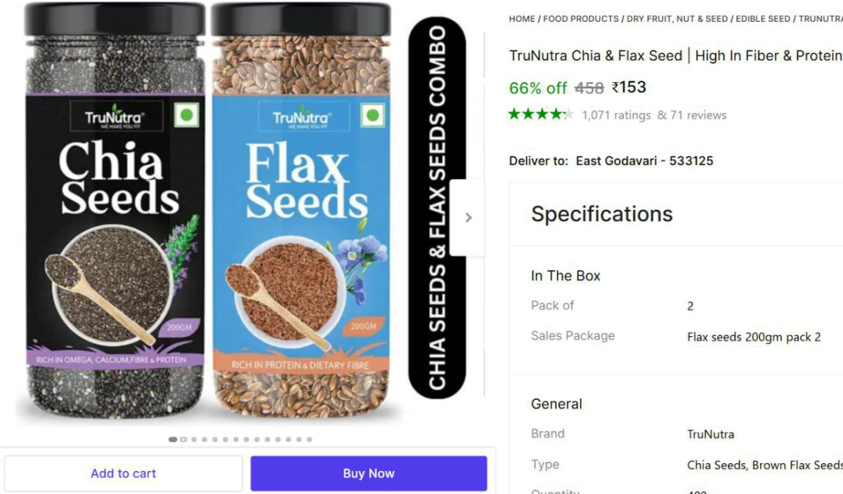 Chia Flax Seed (400 G Pack Of 2) 153 – Best Price in India