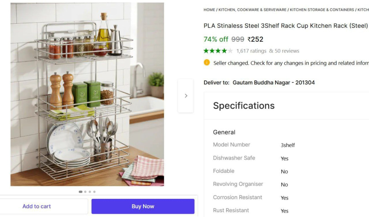 Ss 3 Shelf Rack 252 – Best Price in India