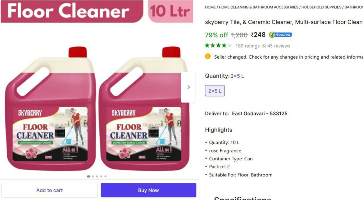 Skyberry Floor Cleaner 10 Liter 248 – Best Price in India
