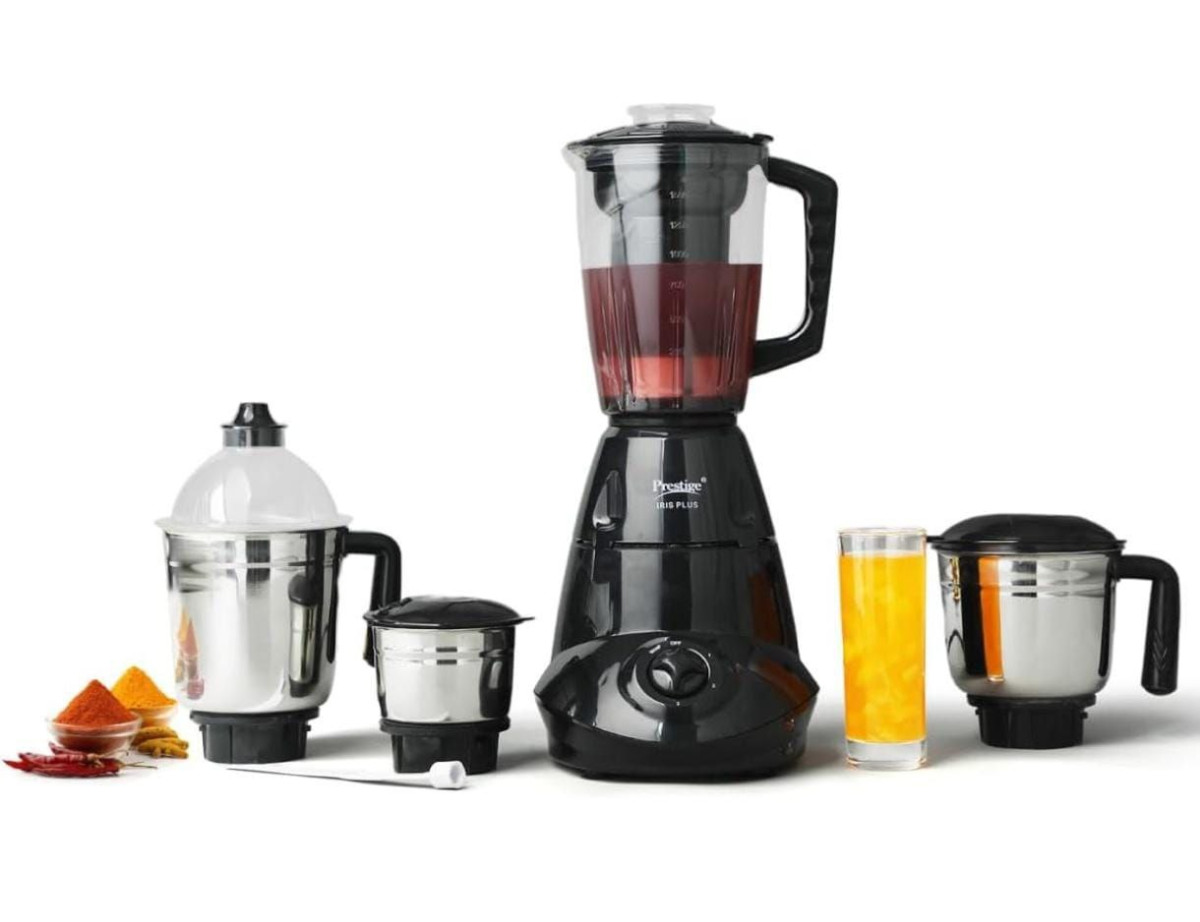 Prestige Iris 750 Watt Mixer Grinder With 4 Jars (3 Stainless Steel 1 Juice