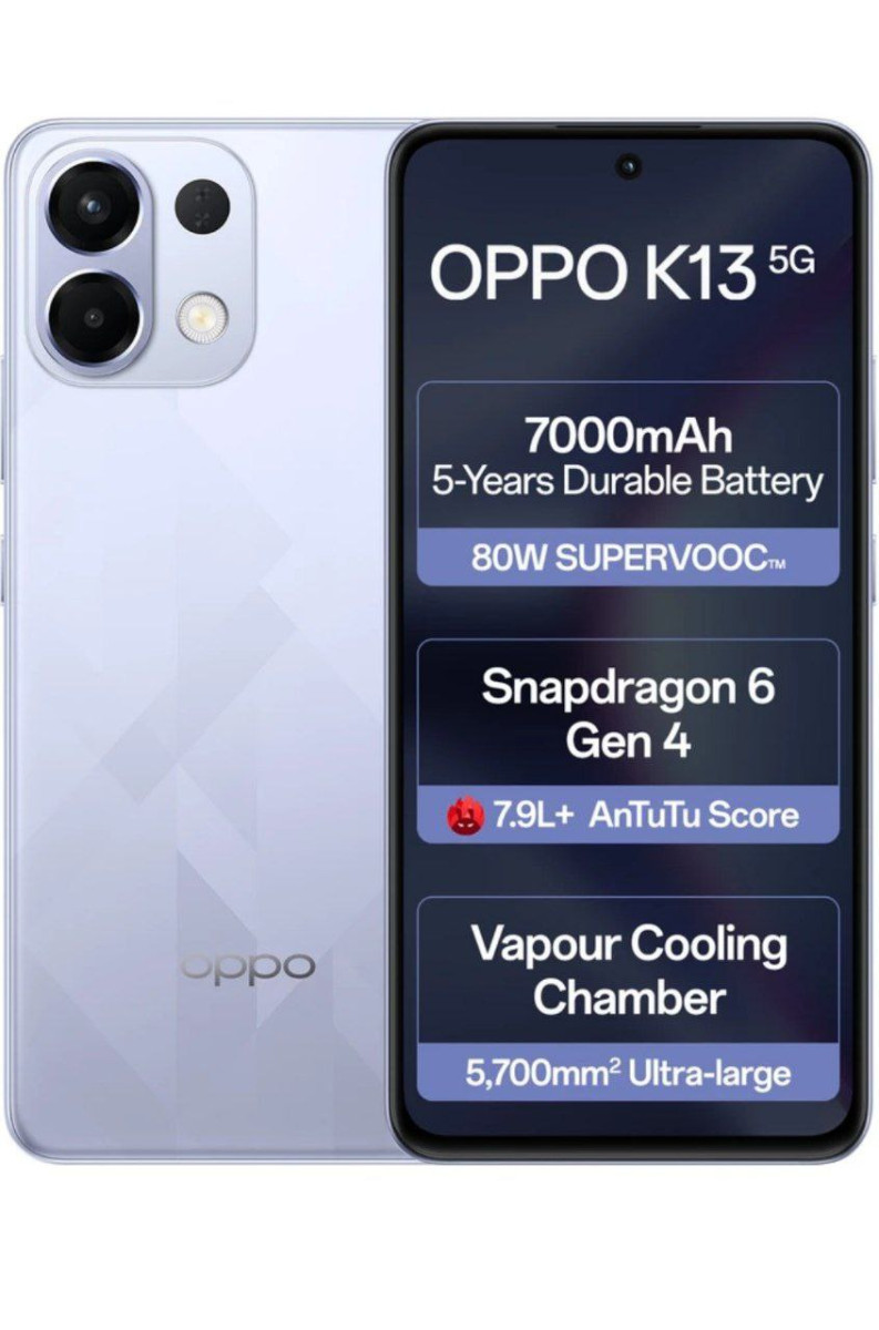 Oppo K13 5g With 7000mah And 80w Supervooc Charger In-the-box (icy Purple 1