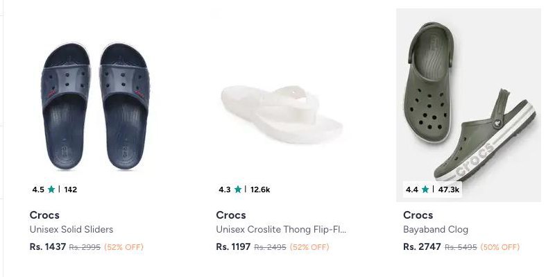 Myntra Loot Uptp 60 On Crocs Footwears Extra 30 Offclogs Sandals Apply Both