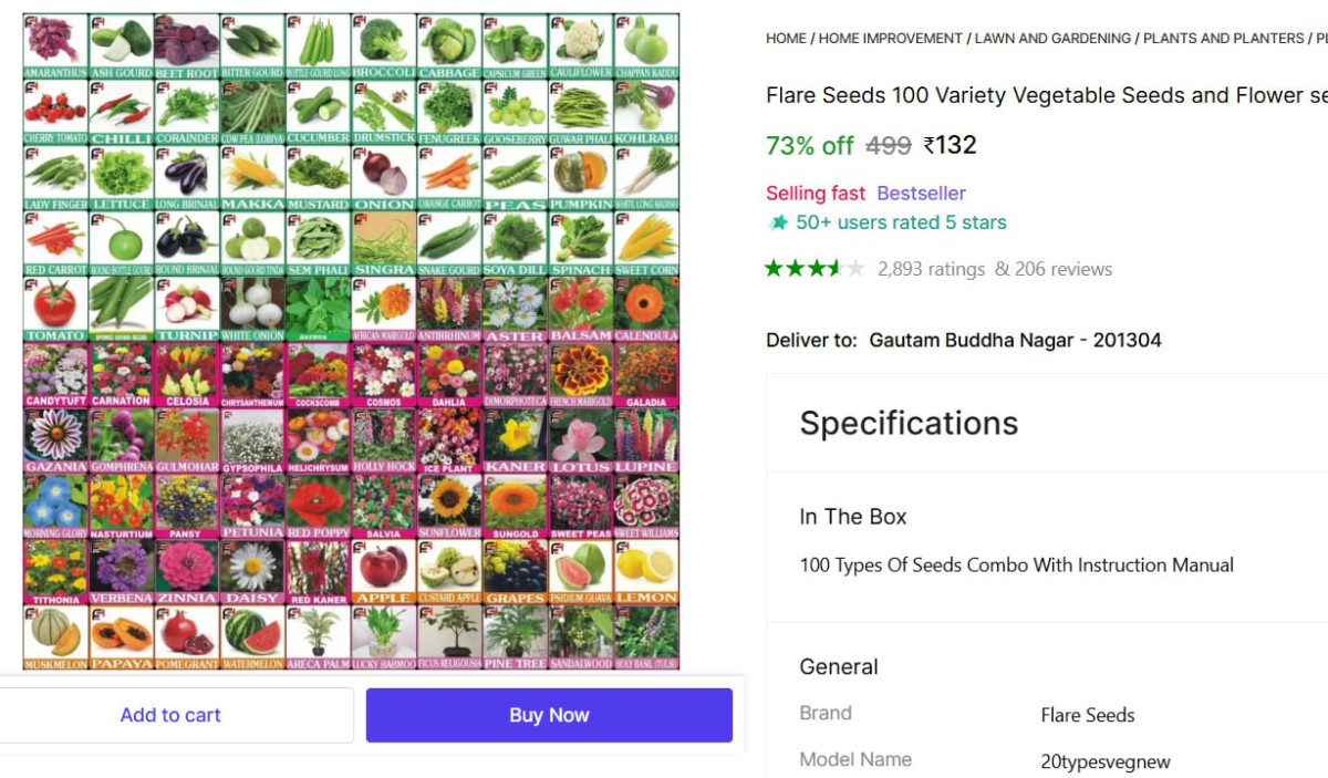 Variety Vegetable Flower Seeds (1000 Pack) 132 – Best Price in India