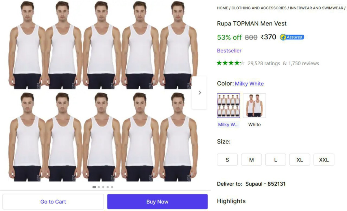 Rupa Top Man Vest (10 Pcs) At 370 – Best Price in India