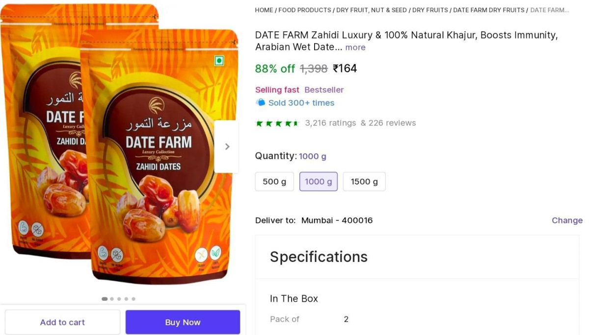Premium Dates (1kg) Khajoor At 164 – Best Price in India