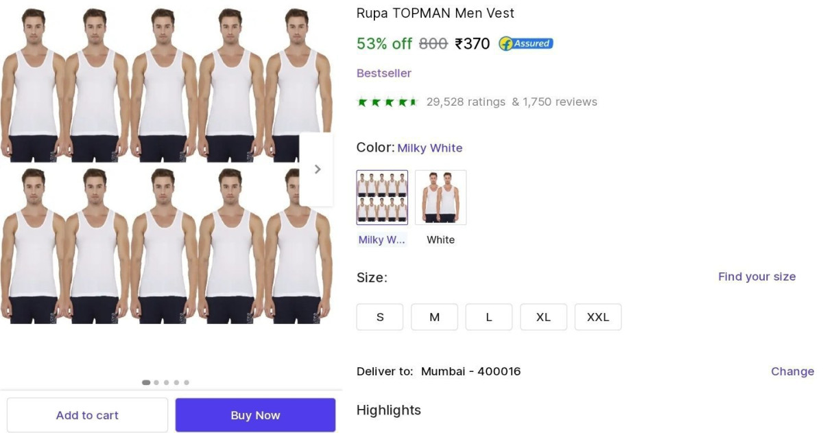 Rupa Topman Vest (10 Pcs) At 370 – Best Price in India