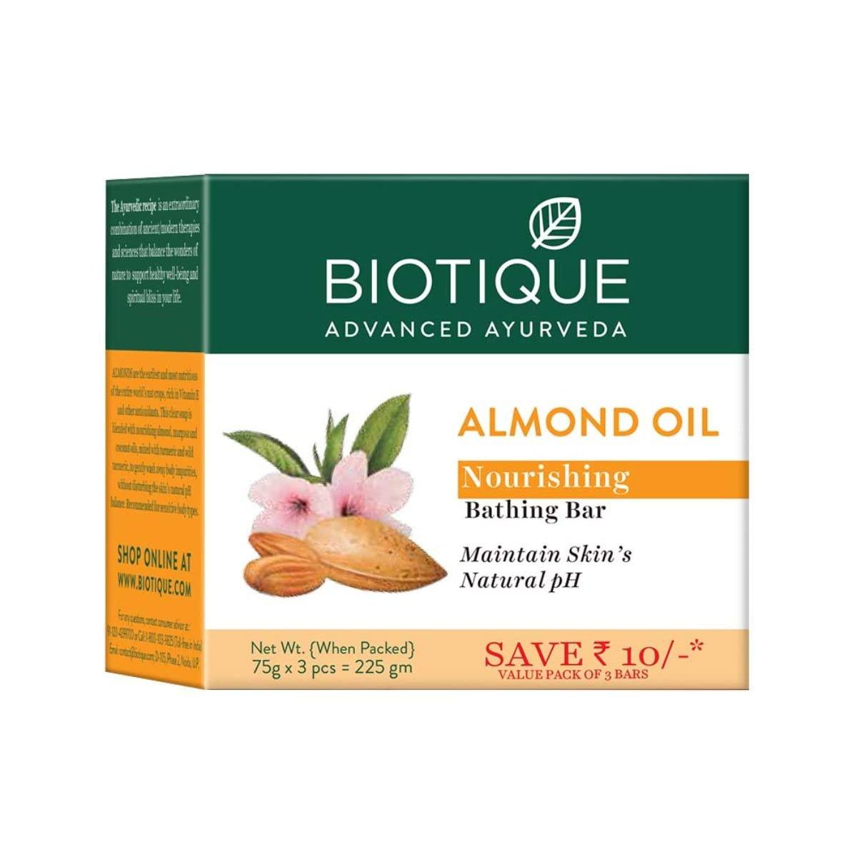 Biotique Almond Oil Nourishing Bathing Bar Pack Of 3 225 G (3 X 75 G) 105 –