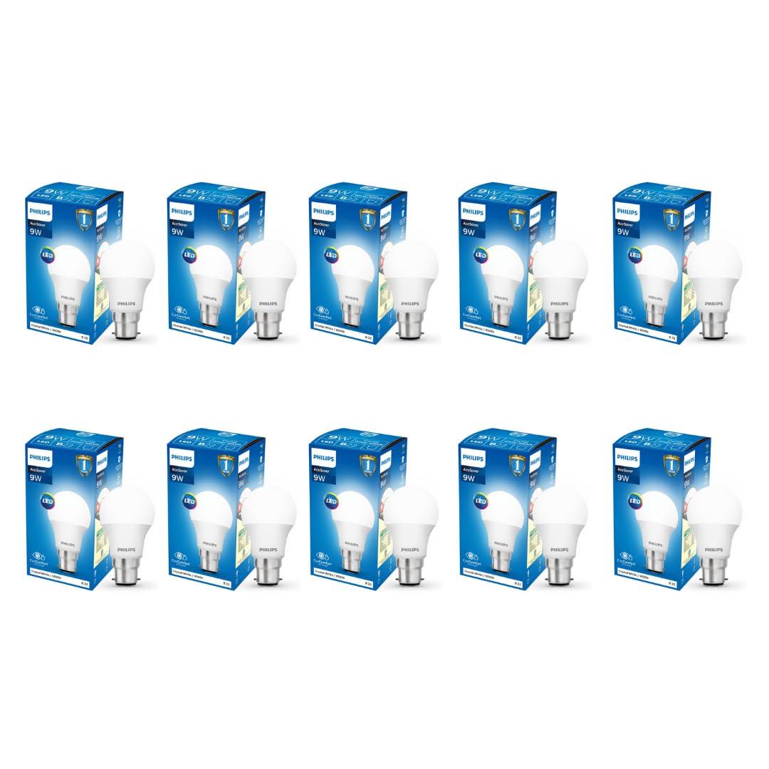 Philips 9-watts B22 Led Cool Day White Led Bulb Pack Of 10 (ace Saver) 547 