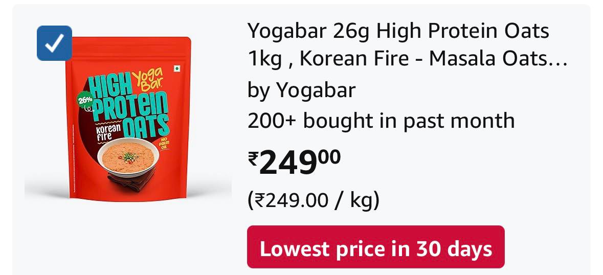 Amazon Yogabar 26g High Protein Oats (korean Fire) 1kg 249 - Lowest Since L