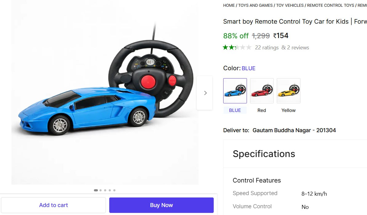 Remote Control Toy Car For Kids 154 – Best Price in India