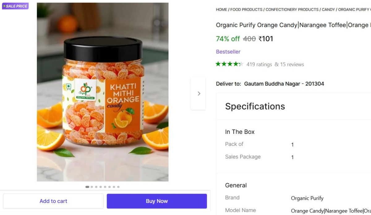 Sweet Orange Candy 400gm 101 – Best Price in India