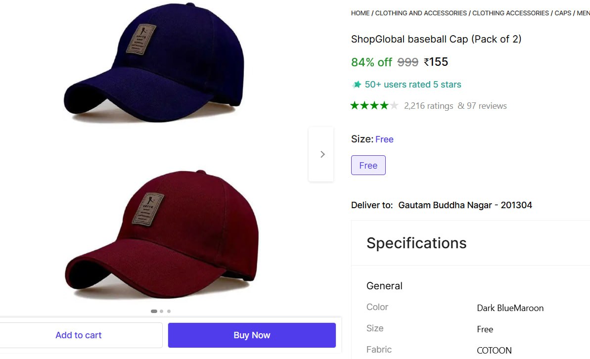Men S Cap Pack Of 2 155 – Best Price in India