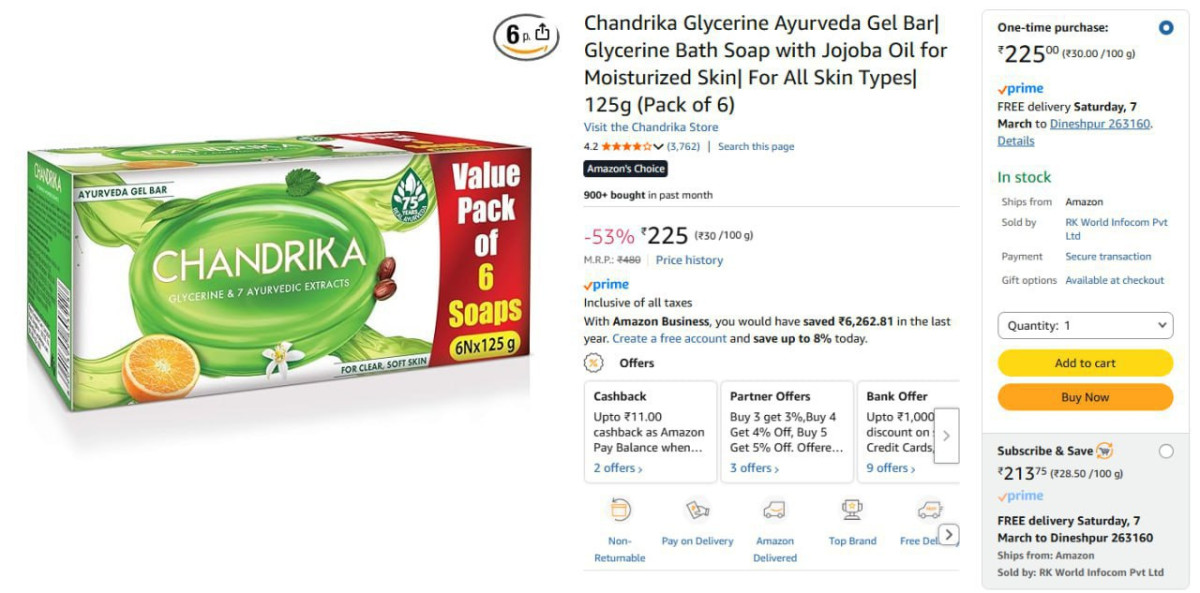 Chandrika Glycerine Ayurveda Gel Bar Pack Of 6 225 – Best Price in India