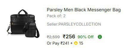 - Parsley Men Black Messenger Bag Pack Of 2 At Rs 256 – Best Price in India
