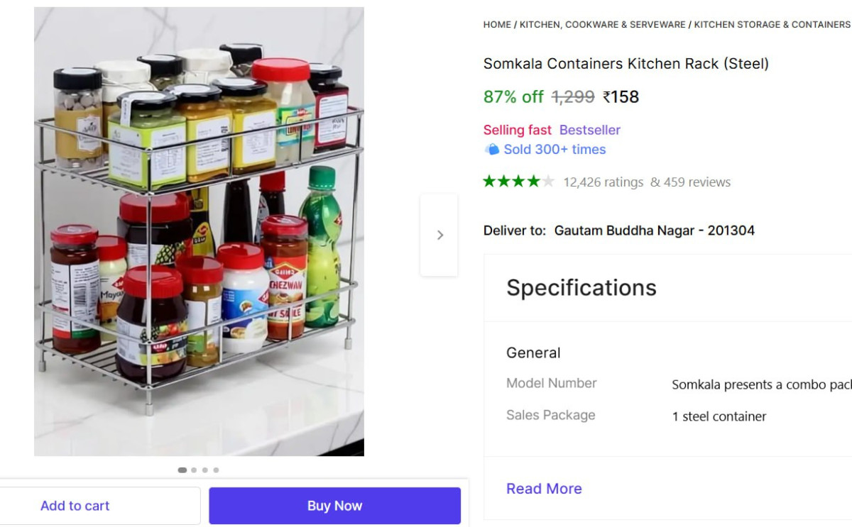 Containers Kitchen Rack (steel) 158 – Best Price in India