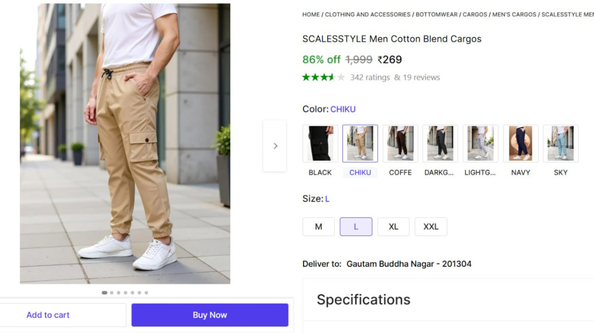 Men Cotton Blend Cargos 269 – Best Price in India