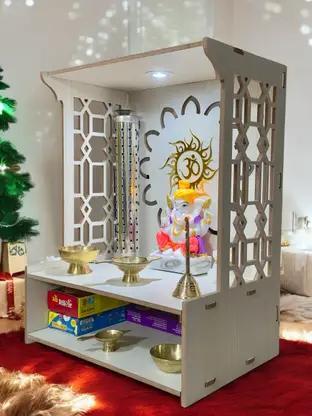 Pooja Mandir Home Office With Led Light H- 18 L- 16 W -8 75 In Home Temple 