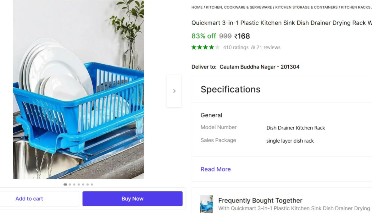 Dish Drainer Kitchen Rack At 168 – Best Price in India