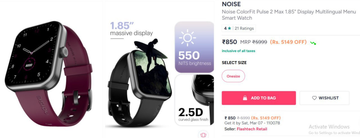 Myntra Noise Pulse 2 Max At Rs 830 Bank Offers Noise Pulse 2 Max At Rs 830 