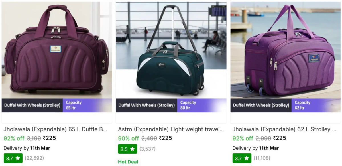 Big Size Duffle Strolley Bag 225 More – Best Price in India