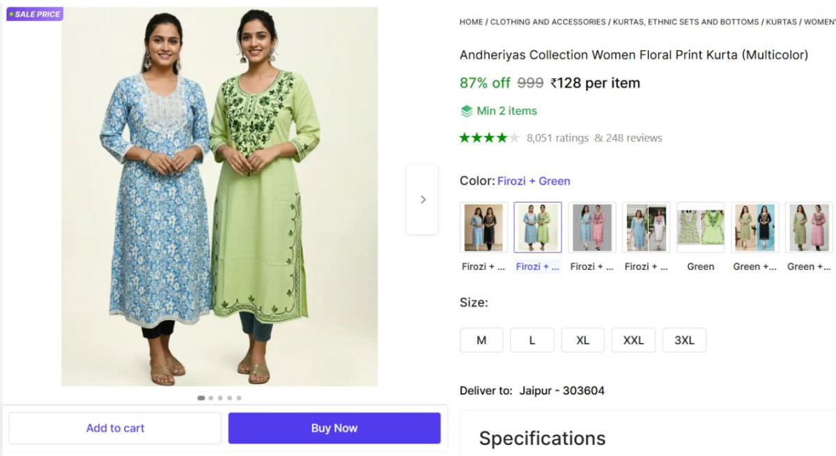 Women Floral Print Kurta 128 – Best Price in India