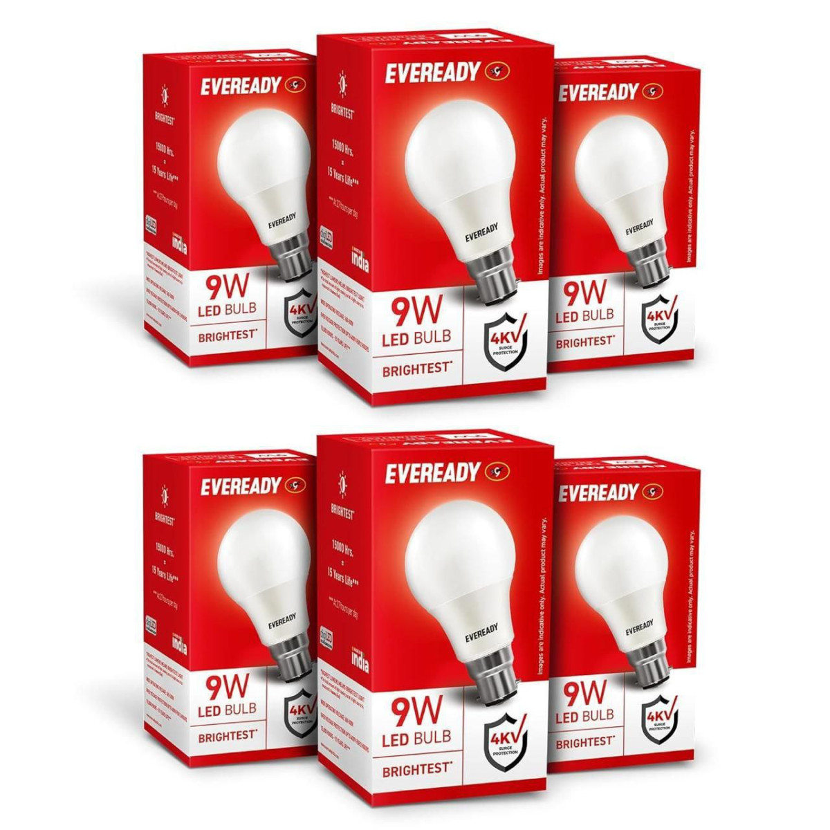 Eveready 9w Led Bulb Cool Day Light (6500k) B22 Base - Pack Of 6 – Best Pri